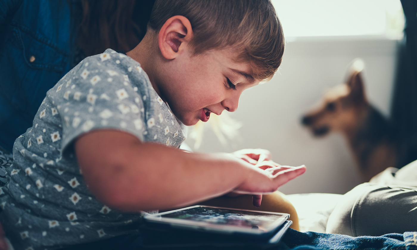 Small boy using a tablet
