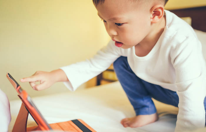 Toddler using tablet