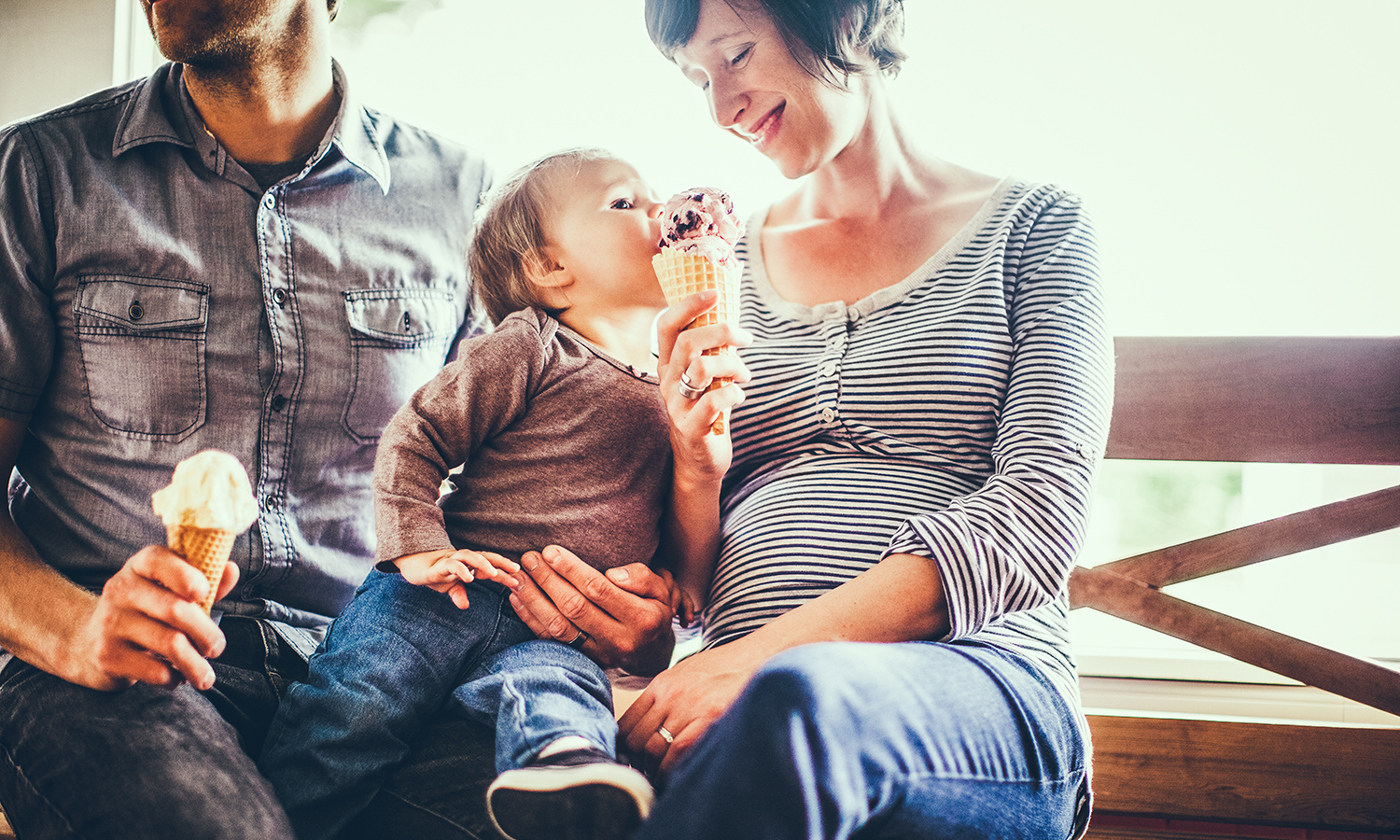 Family at and ice cream shop