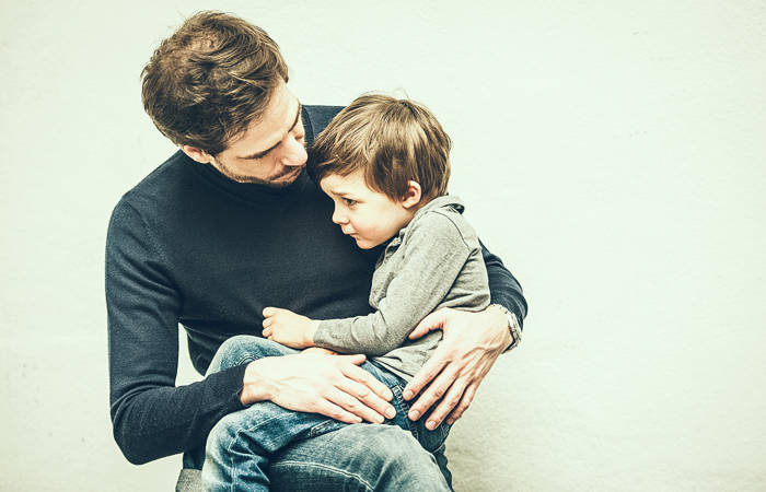 Father and son talking