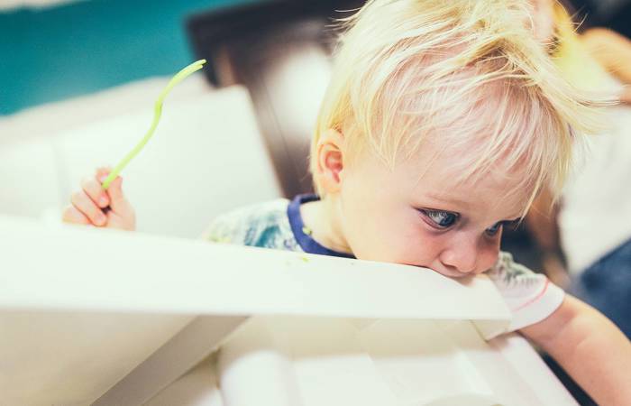 Baby dropped his food