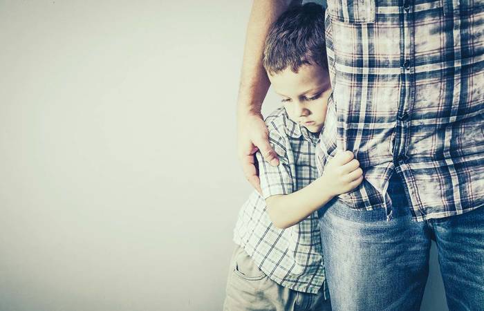 Anxious child with parent